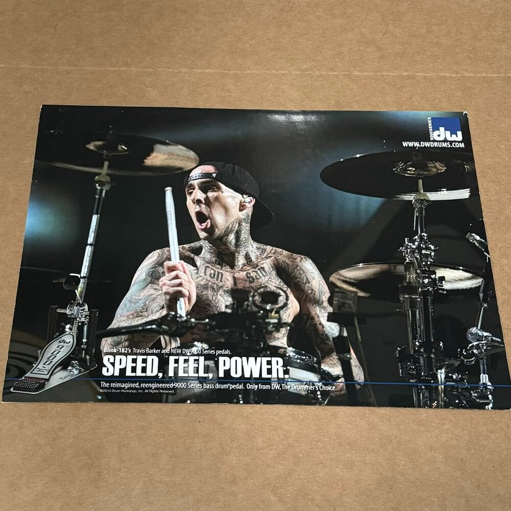 Travis Barker of Blink-182 - DW DRUMS - 2013 Print Advertisement